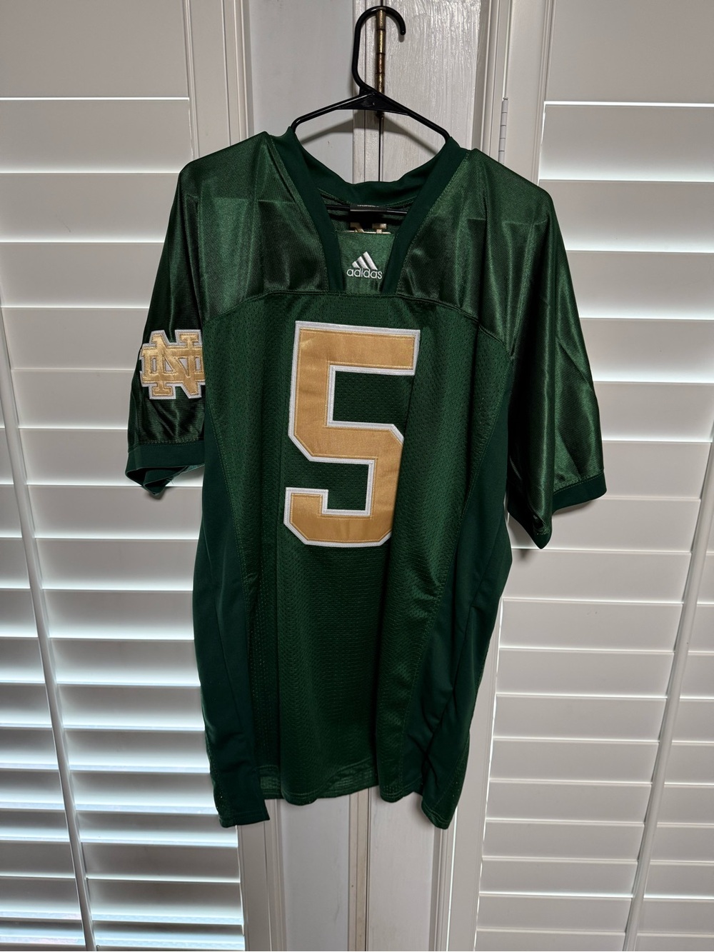 adidas Green Football Jersey with Gold #5 and Team Patch